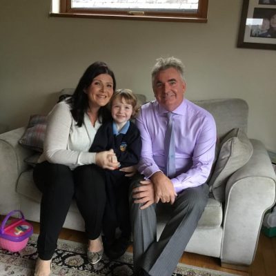 Brian and Julie with son Fionn, first day at school
